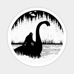 Bigfoot Riding Loch Ness Monster Magnet